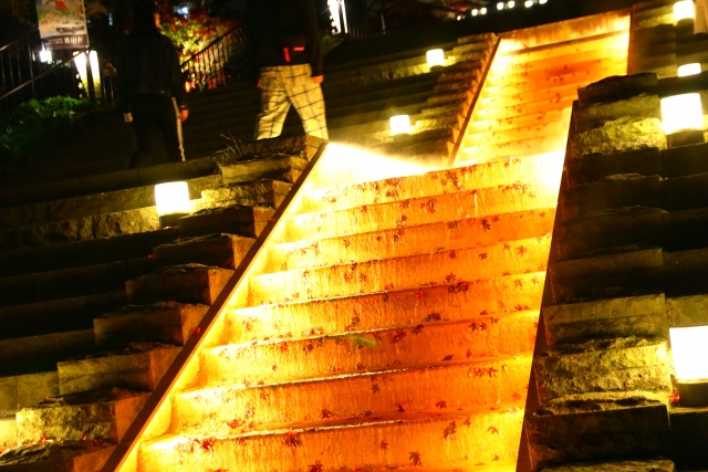 伊香保神社_伊香保温泉_石段_ライトアップ
